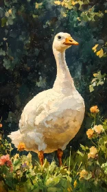 Goose Among Flowers Art