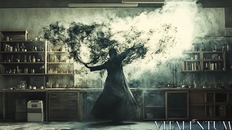 AI ART Mystic Figure in Smoky Laboratory