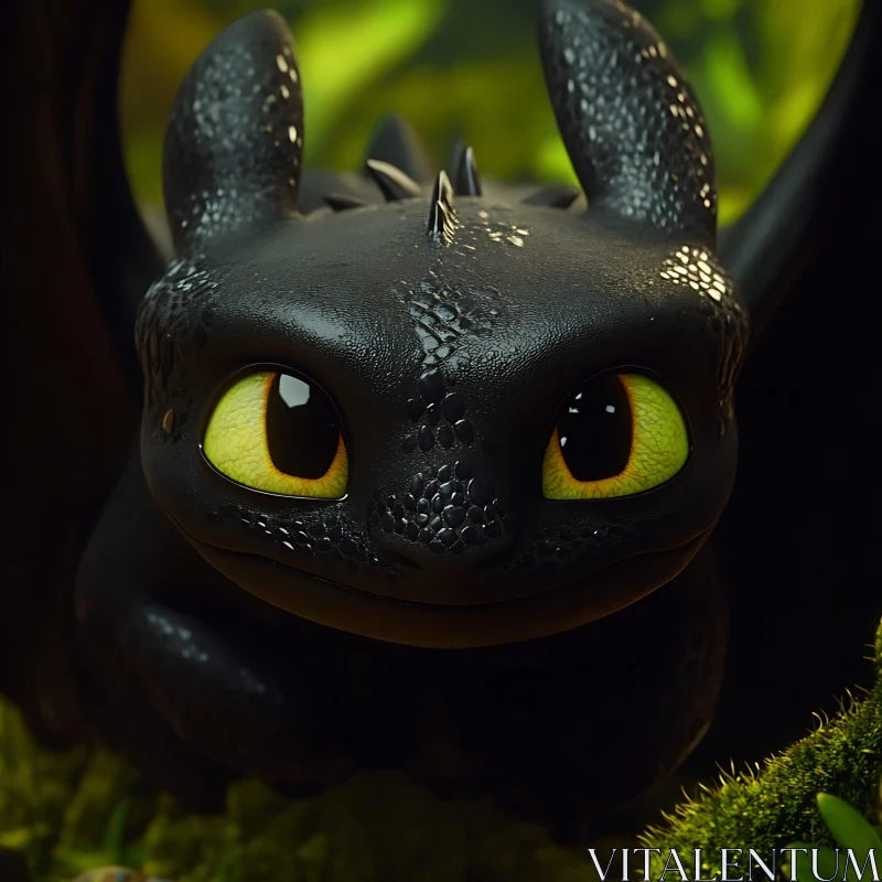 Toothless Dragon Portrait AI Image