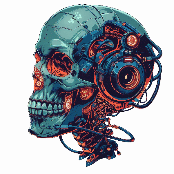 Techno-Robotic Skull Art POD Design