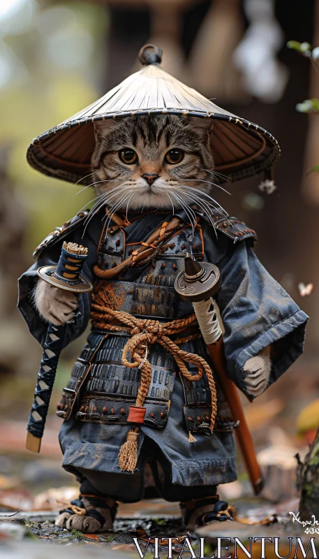 Cat in Samurai Armor AI Image