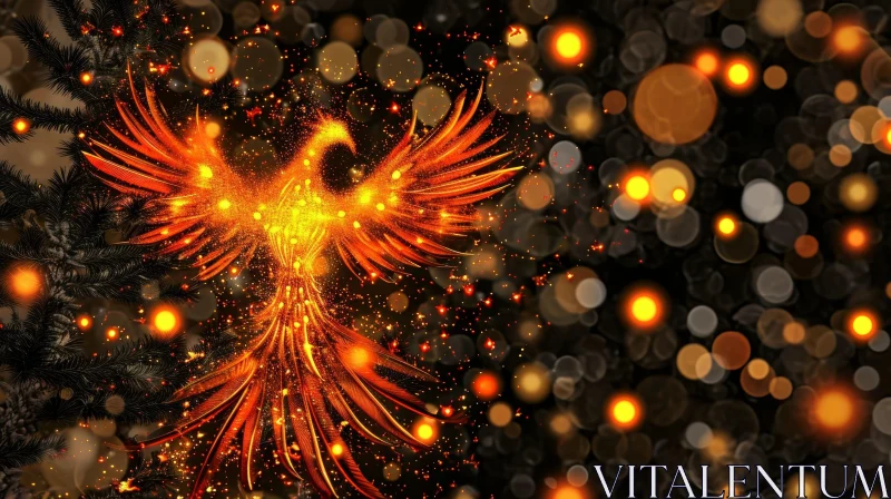 Fiery Phoenix Artwork - Captivating Abstract Painting AI Image