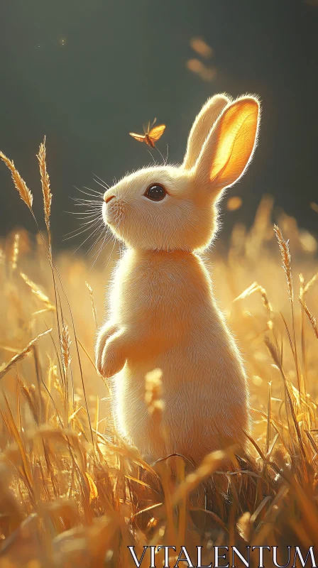 AI ART Tranquil Rabbit and Butterfly Scene