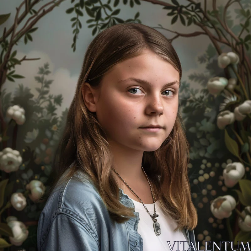 AI ART Greta Thunberg in a Nature Setting