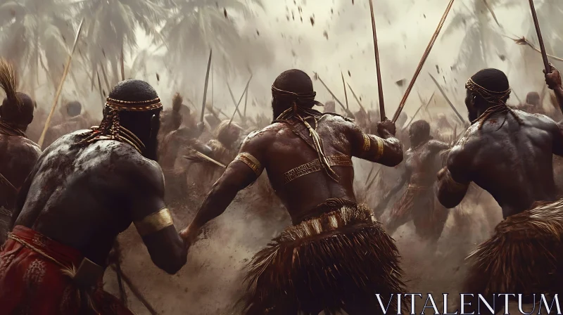 Tribal Warriors in Battle AI Image