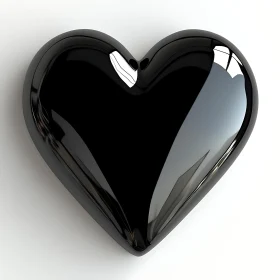 Reflective Dark Heart on White Backdrop