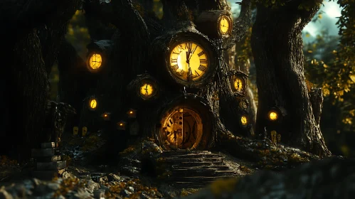 Whimsical Forest Clockwork Home