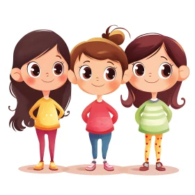 Three Friends: A Cartoon Illustration