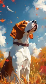 Golden Field with Dog
