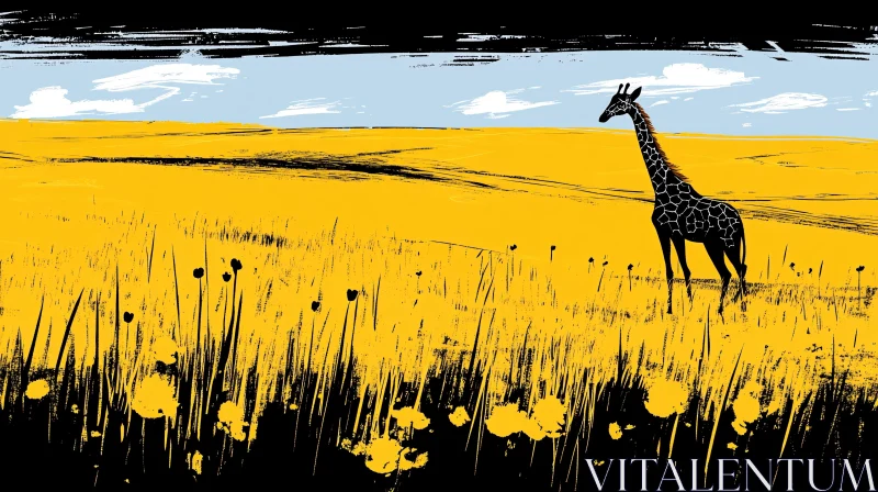 Majestic Giraffe in a Vibrant Landscape AI Image