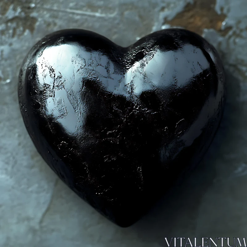 Glossy Heart on Textured Surface AI Image