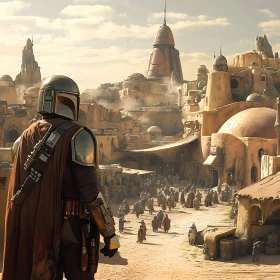 Desert City View with Warrior
