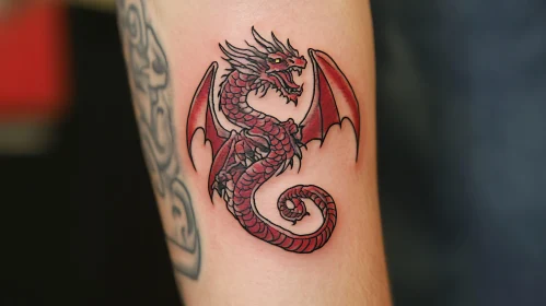 Dragon Tattoo with Red Ink