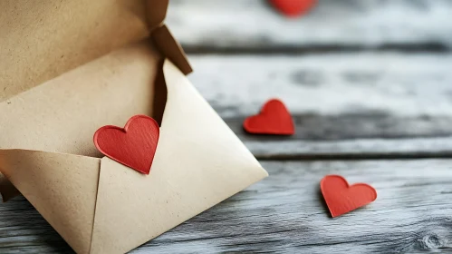 Romantic Envelope with Hearts