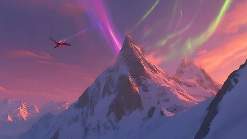 Mountain Aurora with Dragon