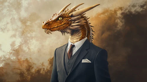 Sophisticated Dragon Character in Formal Attire