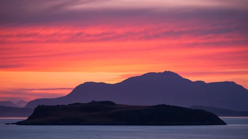 Sunset Serenity over Island and Mountains