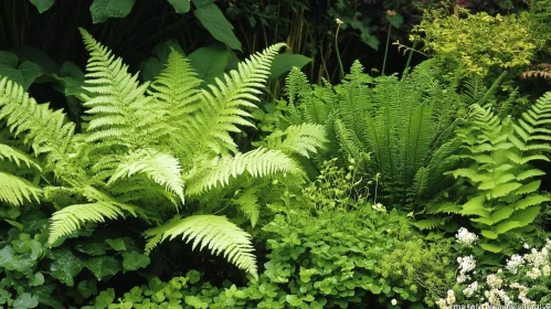 Diverse Ferns in a Verdant Garden Setting