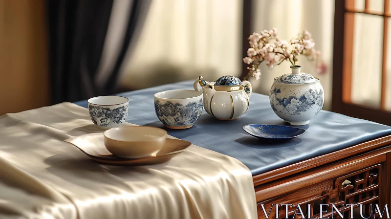 Tranquil Tea Time Arrangement AI Image