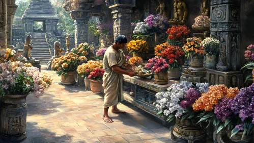 Floral Vendor at Historic Temple