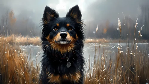 Dog by the Pond Art