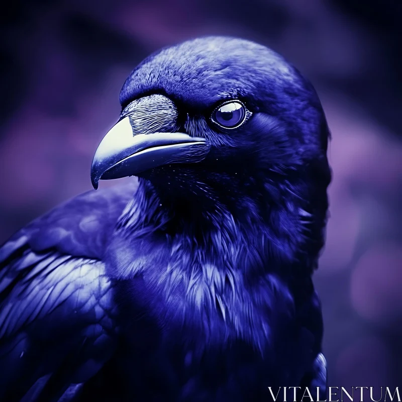 Close-Up of a Raven Bird AI Image