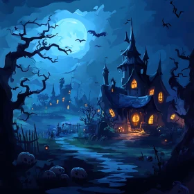 Spooky Halloween Night Scene