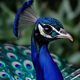 Blue Peacock Close-Up: A Study in Feathers