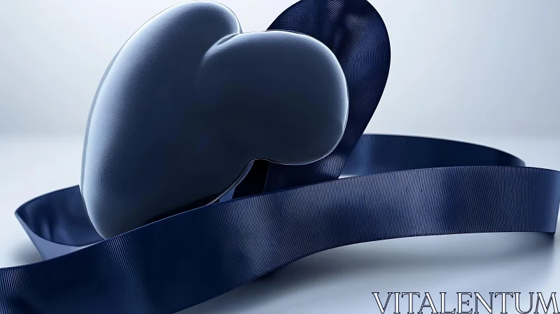 Blue Heart and Ribbon Composition AI Image