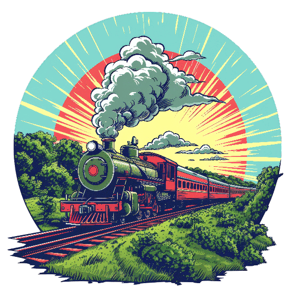 POD Design Vintage Steam Train T-Shirt Design