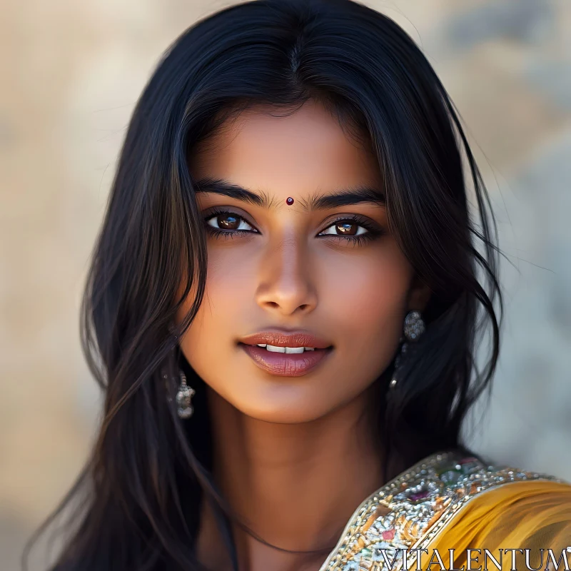 Serene Portrait of an Indian Woman AI Image