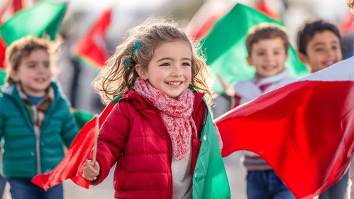 Kids Celebrating with Flags