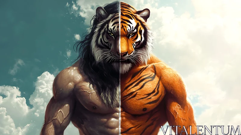 AI ART Man-Tiger Fusion Artwork