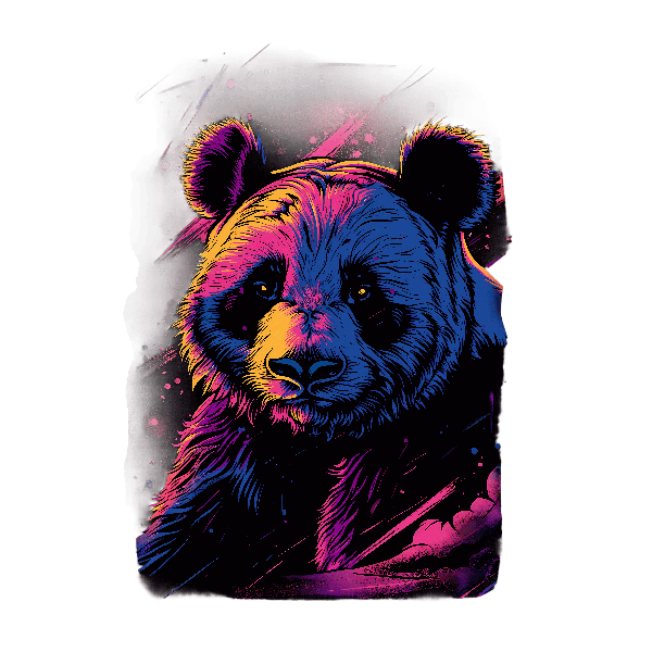 Vibrant Panda Head Artwork POD Design