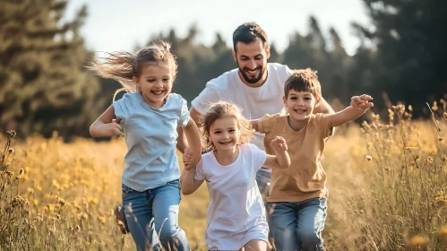 Family Fun in the Sunlit Meadow