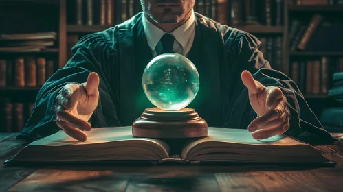 Mystical Seer Gazing into Crystal Ball