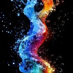 Colorful Water Swirls on Black Canvas