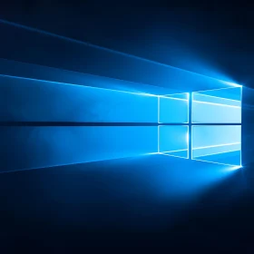 Geometric Blue Light Art with Reflections
