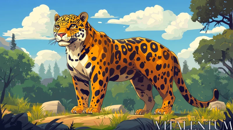 Leopard Art in Jungle Scene AI Image