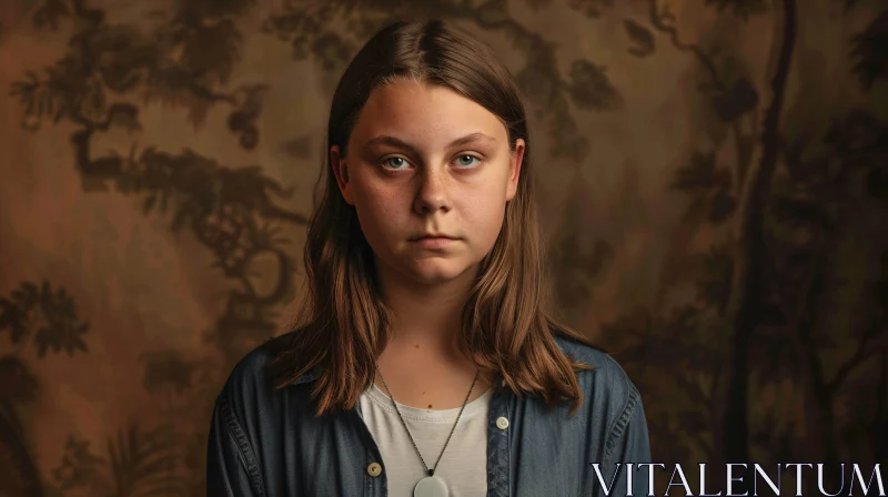 AI ART Greta Thunberg Portrait Against a Nature-Inspired Background