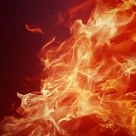 Intense Flames Against Dark Background