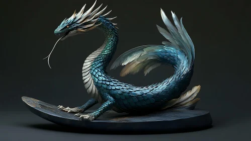 Fantasy Dragon with Blue Scales