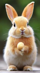 Charming Fluffy Bunny Holding a Treat