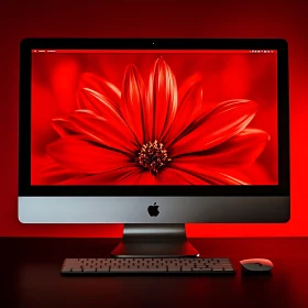 Vivid Red Flower Displayed on Modern Desktop