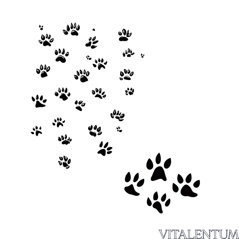 Animal Paw Prints in Silhouette AI Image