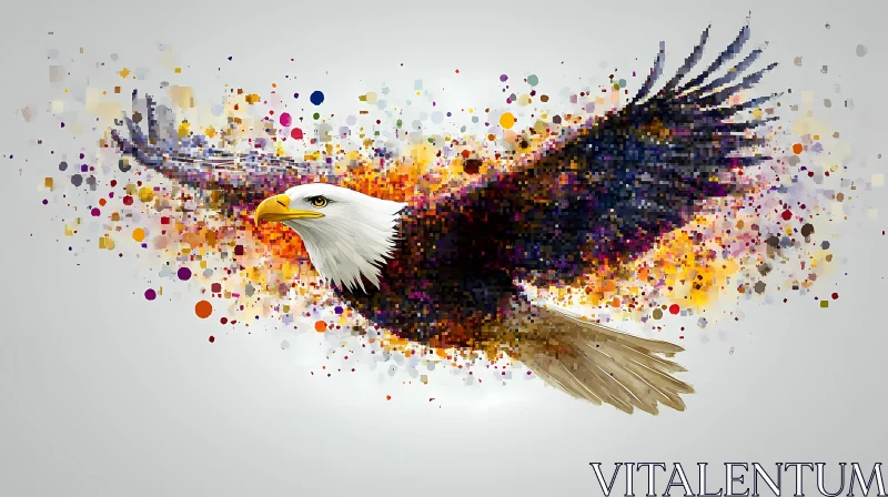 AI ART Colorful Mosaic Bald Eagle