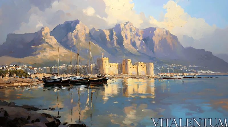 AI ART Picturesque Seascape with Castle View