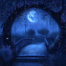 Blue Moonlight Over the Bridge