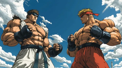 Rivals Stare Down: Fighters in Anime Style