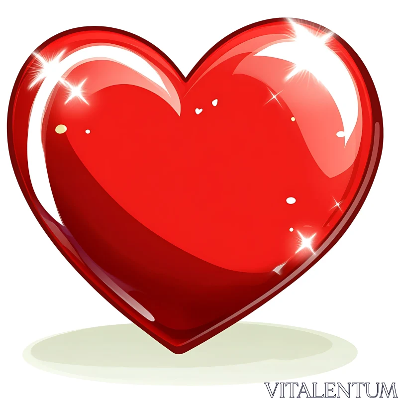 Glossy Red Heart Illustration AI Image